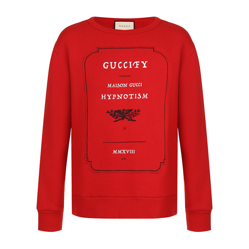Gucci 古驰 男士hypnotism红色棉质长袖卫衣印花全棉套头衫 475532-x3n46-6527 In Red