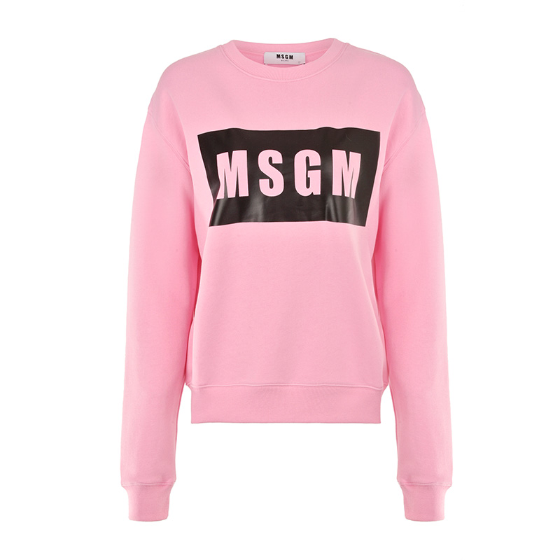 Msgm 女士棉质黑色胶印logo长袖卫衣 2541mdm96-4799-12 In Pink