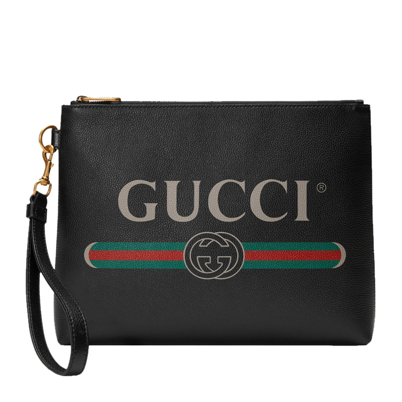 Gucci 古驰 男士黑色 Print系列皮革手拿包 572770-0y2at-8163
